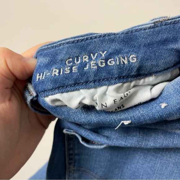 [American Eagle] Women's Curvy High Rise Raw Hem Jegging Denim Jeans - Picture 6 of 10